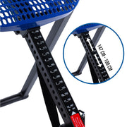 Inversinis stalas VELLOFIT 300 su reguliuojamo aukščio stulpeliu, skirtu ūgiui nuo 147 cm iki 198 cm.